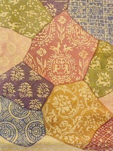 画像4: N0227G 袋帯 女性用着物 シルク（正絹）  光沢のある 金色 花 【中古】 【USED】 【リサイクル】 ★★☆☆☆ (4)