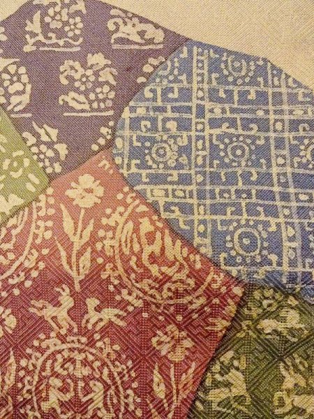 画像13: N0227G 袋帯 女性用着物 シルク（正絹）  光沢のある 金色 花 【中古】 【USED】 【リサイクル】 ★★☆☆☆ (13)