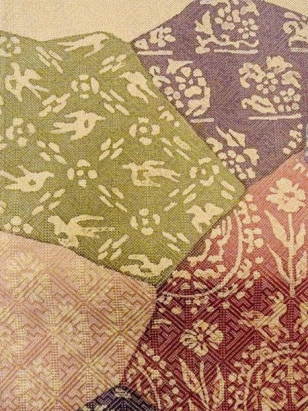 画像14: N0227G 袋帯 女性用着物 シルク（正絹）  光沢のある 金色 花 【中古】 【USED】 【リサイクル】 ★★☆☆☆ (14)