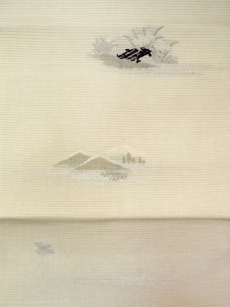 画像5: N0227I 袋帯 女性用着物 シルク(正絹)   アイボリー 菊 【中古】 【USED】 【リサイクル】 ★★☆☆☆ (5)