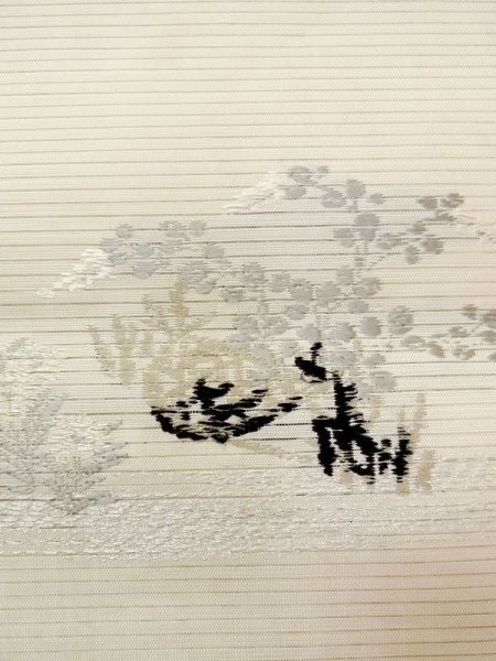 画像6: N0227I 袋帯 女性用着物 シルク(正絹)   アイボリー 菊 【中古】 【USED】 【リサイクル】 ★★☆☆☆ (6)