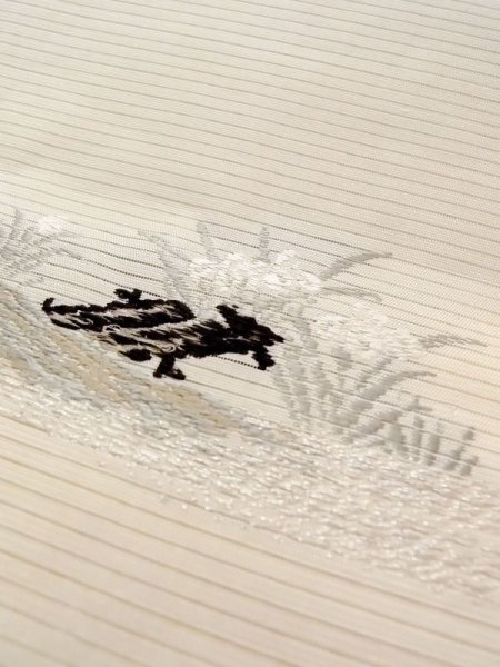 画像13: N0227I 袋帯 女性用着物 シルク(正絹)   アイボリー 菊 【中古】 【USED】 【リサイクル】 ★★☆☆☆ (13)