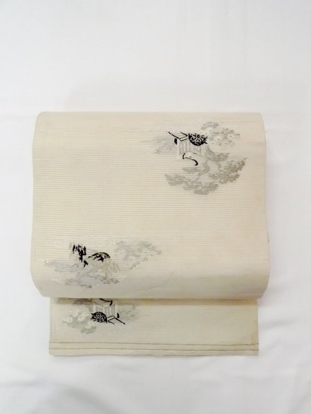 画像18: N0227I 袋帯 女性用着物 シルク(正絹)   アイボリー 菊 【中古】 【USED】 【リサイクル】 ★★☆☆☆ (18)