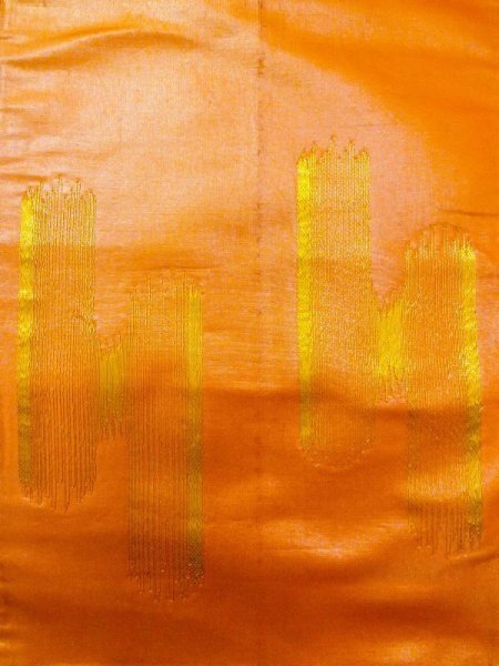 画像3: N0227J 袋帯 女性用着物 シルク(正絹)  光沢のある 橙色 鳳凰 【中古】 【USED】 【リサイクル】 ★★★☆☆ (3)