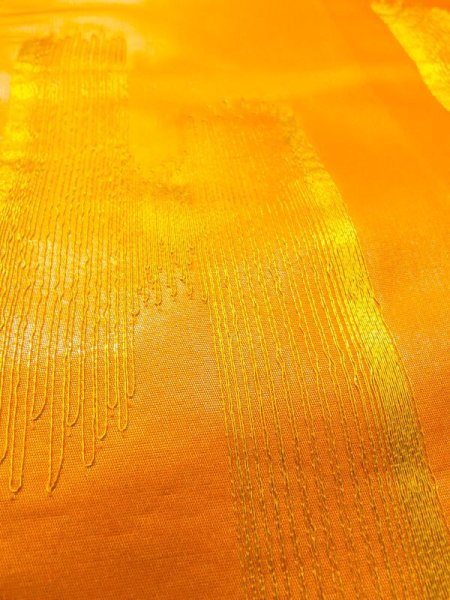 画像17: N0227J 袋帯 女性用着物 シルク(正絹)  光沢のある 橙色 鳳凰 【中古】 【USED】 【リサイクル】 ★★★☆☆ (17)