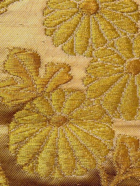 画像5: N0227M 袋帯 女性用着物 化繊   オフ ホワイト 菊 【中古】 【USED】 【リサイクル】 ★★☆☆☆ (5)