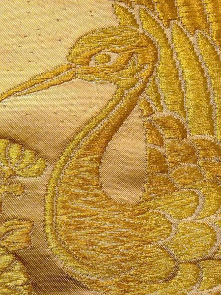 画像6: N0227M 袋帯 女性用着物 化繊   オフ ホワイト 菊 【中古】 【USED】 【リサイクル】 ★★☆☆☆ (6)