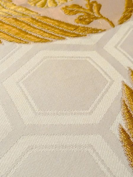 画像7: N0227M 袋帯 女性用着物 化繊   オフ ホワイト 菊 【中古】 【USED】 【リサイクル】 ★★☆☆☆ (7)