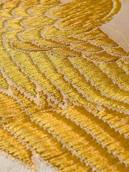 画像9: N0227M 袋帯 女性用着物 化繊   オフ ホワイト 菊 【中古】 【USED】 【リサイクル】 ★★☆☆☆ (9)