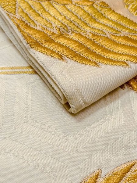 画像10: N0227M 袋帯 女性用着物 化繊   オフ ホワイト 菊 【中古】 【USED】 【リサイクル】 ★★☆☆☆ (10)