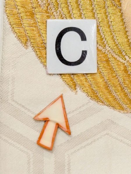 画像14: N0227M 袋帯 女性用着物 化繊   オフ ホワイト 菊 【中古】 【USED】 【リサイクル】 ★★☆☆☆ (14)