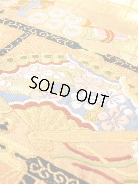 画像10: N0227N 袋帯 女性用着物 化繊  鮮やか 橙色 ぼたん 【中古】 【USED】 【リサイクル】 ★★☆☆☆ (10)