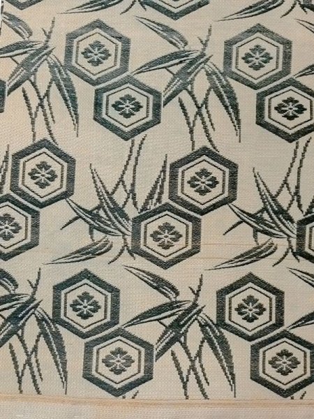画像3: N0227O 袋帯 女性用着物 シルク(正絹) 淡い 灰色がかった オリーブ 笹 【中古】 【USED】 【リサイクル】 ★★☆☆☆ (3)