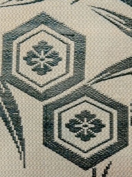 画像5: N0227O 袋帯 女性用着物 シルク(正絹) 淡い 灰色がかった オリーブ 笹 【中古】 【USED】 【リサイクル】 ★★☆☆☆ (5)