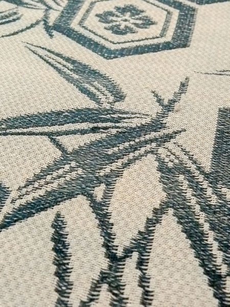 画像7: N0227O 袋帯 女性用着物 シルク(正絹) 淡い 灰色がかった オリーブ 笹 【中古】 【USED】 【リサイクル】 ★★☆☆☆ (7)