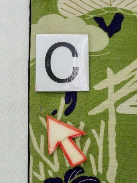 画像17: N0227P 袋帯 女性用着物 シルク(正絹)   緑色 花 【中古】 【USED】 【リサイクル】 ★☆☆☆☆ (17)