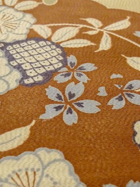 画像11: N0227Q 名古屋帯 女性用着物 シルク(正絹)   オリーブ 藤 【中古】 【USED】 【リサイクル】 ★★☆☆☆ (11)