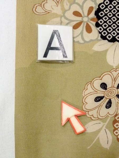 画像14: N0227Q 名古屋帯 女性用着物 シルク(正絹)   オリーブ 藤 【中古】 【USED】 【リサイクル】 ★★☆☆☆ (14)