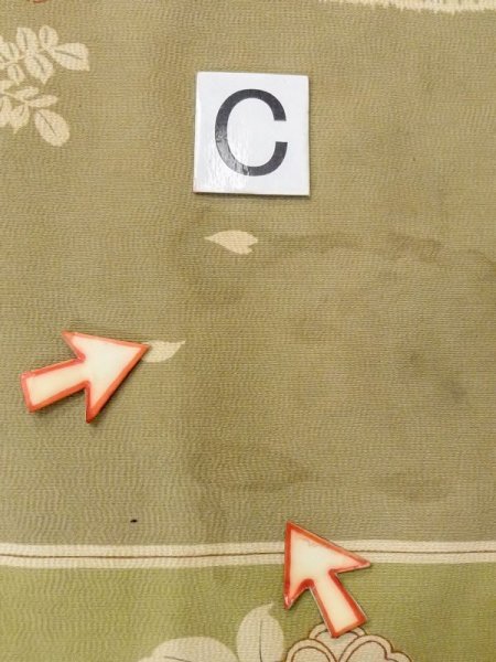 画像16: N0227Q 名古屋帯 女性用着物 シルク(正絹)   オリーブ 藤 【中古】 【USED】 【リサイクル】 ★★☆☆☆ (16)