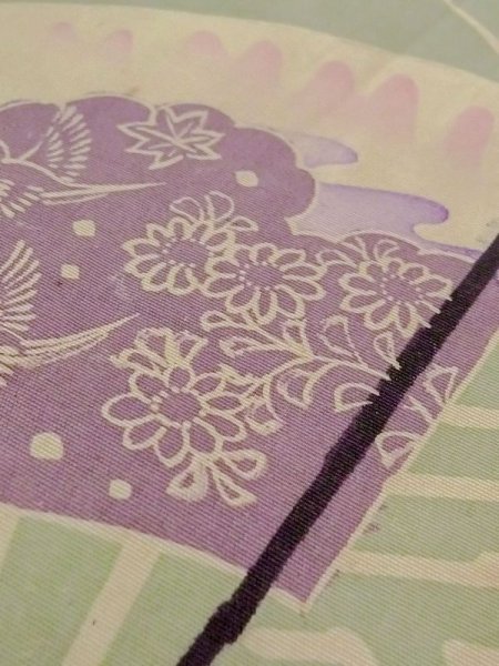 画像7: N0227U 名古屋帯 女性用着物 シルク(正絹) 灰色がかった 緑み 水色 花 【中古】 【USED】 【リサイクル】 ★☆☆☆☆ (7)