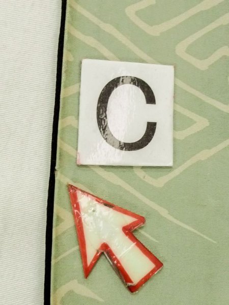 画像14: N0227U 名古屋帯 女性用着物 シルク(正絹) 灰色がかった 緑み 水色 花 【中古】 【USED】 【リサイクル】 ★☆☆☆☆ (14)