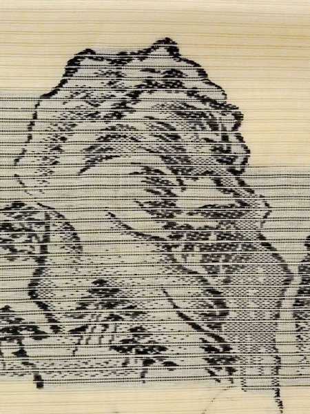 画像4: N0227V 袋帯 女性用着物 シルク(正絹)   アイボリー 竹 【中古】 【USED】 【リサイクル】 ★★☆☆☆ (4)