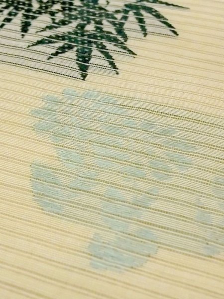 画像6: N0227V 袋帯 女性用着物 シルク(正絹)   アイボリー 竹 【中古】 【USED】 【リサイクル】 ★★☆☆☆ (6)