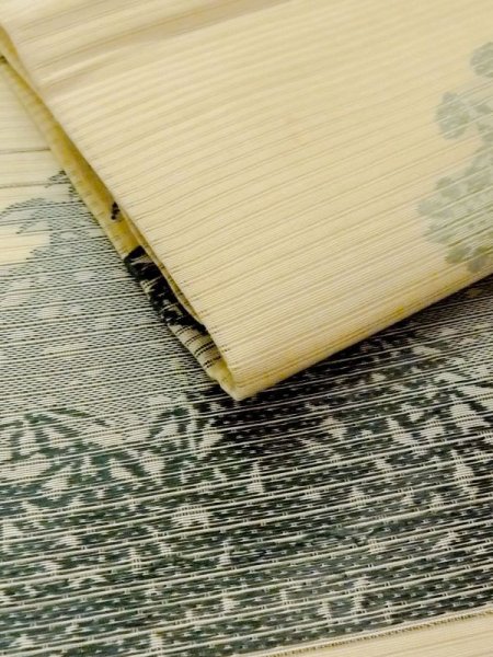 画像9: N0227V 袋帯 女性用着物 シルク(正絹)   アイボリー 竹 【中古】 【USED】 【リサイクル】 ★★☆☆☆ (9)