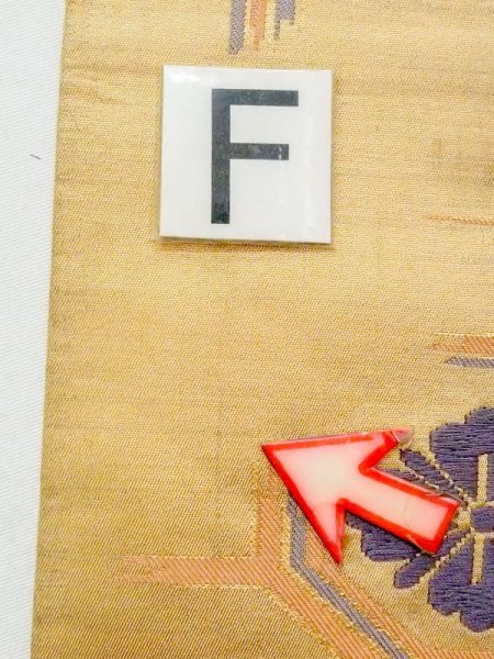 画像15: N0227X 袋帯 女性用着物 シルク(正絹)   金色 花菱 【中古】 【USED】 【リサイクル】 ★★☆☆☆ (15)