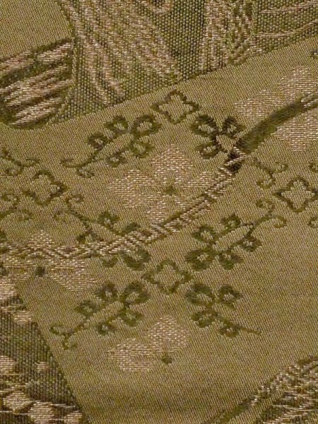 画像5: N0227Y 袋帯 女性用着物 シルク(正絹)   オリーブ 松/松葉 【中古】 【USED】 【リサイクル】 ★★☆☆☆ (5)