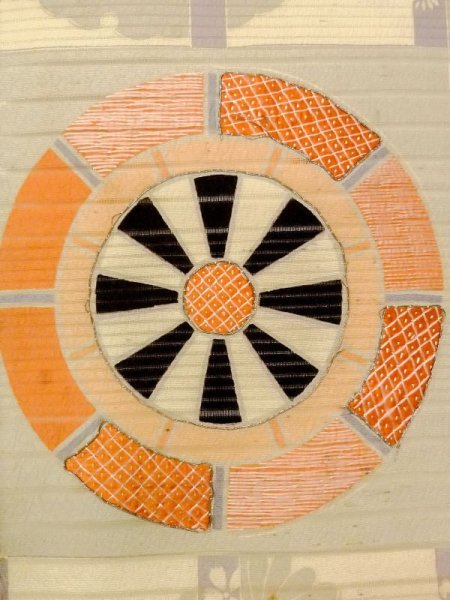 画像4: N0227Z 袋帯 女性用着物 シルク(正絹)   アイボリー 流水 【中古】 【USED】 【リサイクル】 ★☆☆☆☆ (4)