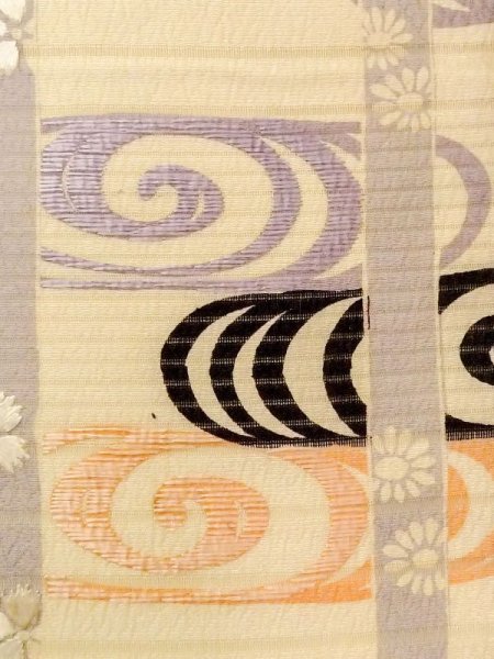 画像6: N0227Z 袋帯 女性用着物 シルク(正絹)   アイボリー 流水 【中古】 【USED】 【リサイクル】 ★☆☆☆☆ (6)