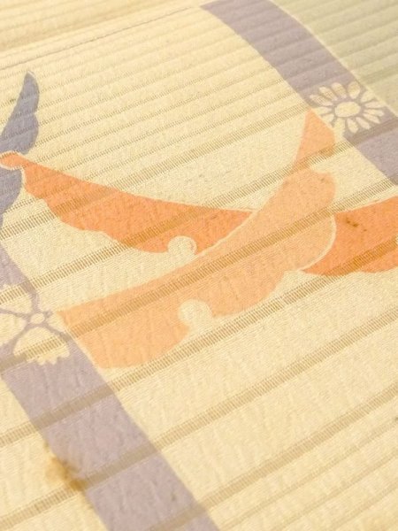 画像8: N0227Z 袋帯 女性用着物 シルク(正絹)   アイボリー 流水 【中古】 【USED】 【リサイクル】 ★☆☆☆☆ (8)