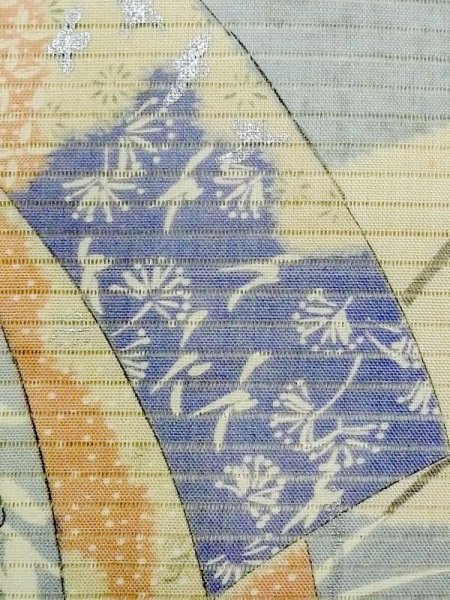 画像5: N0228B 袋帯 女性用着物 シルク(正絹)   アイボリー 花 【中古】 【USED】 【リサイクル】 ★★☆☆☆ (5)