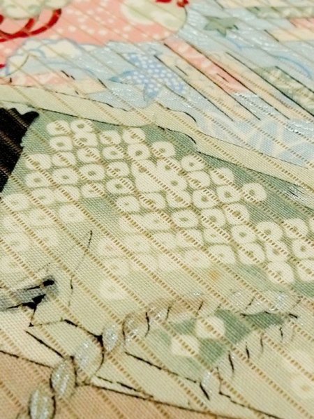 画像8: N0228B 袋帯 女性用着物 シルク(正絹)   アイボリー 花 【中古】 【USED】 【リサイクル】 ★★☆☆☆ (8)