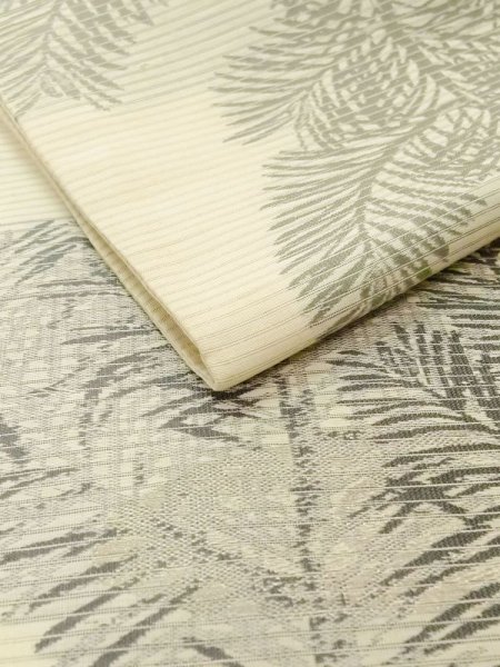 画像7: N0228C 袋帯 女性用着物 シルク(正絹)   アイボリー 木 【中古】 【USED】 【リサイクル】 ★★☆☆☆ (7)