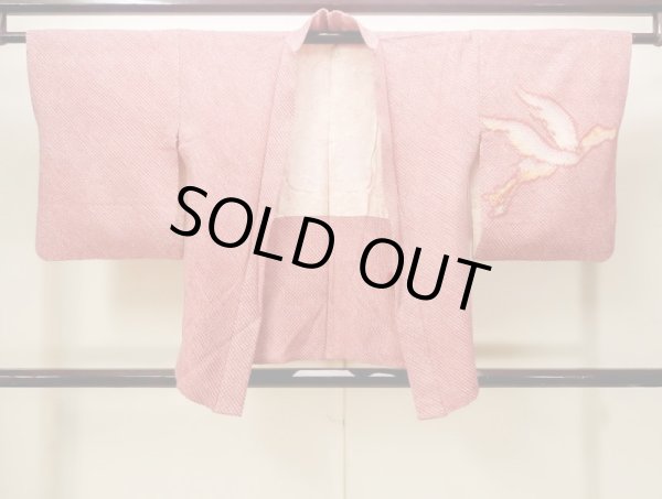 画像1: N0305B Mint  女性用 羽織  シルク（正絹）   赤色, 鳥 【中古】 【USED】 【リサイクル】 ★★★★☆ (1)