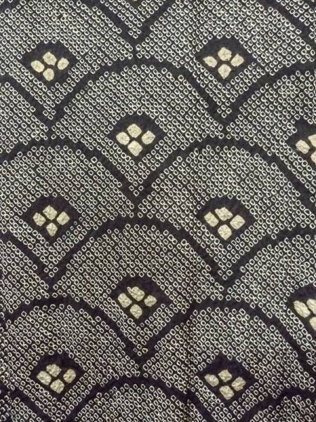 画像4: N0305C  女性用 羽織  シルク(正絹)   黒, 青海波 【中古】 【USED】 【リサイクル】 ★★★☆☆ (4)