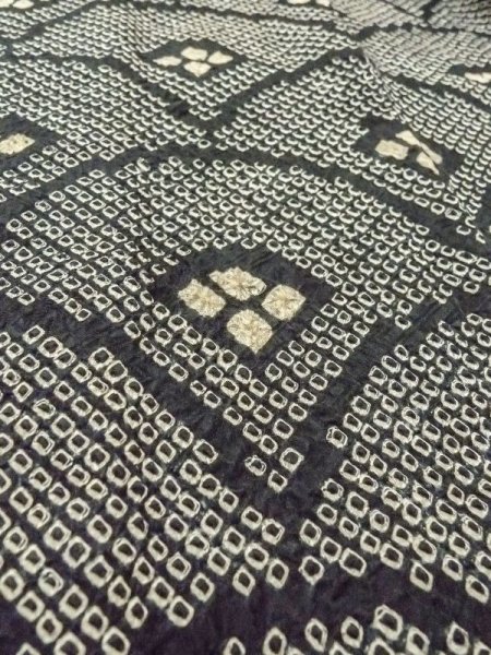 画像10: N0305C  女性用 羽織  シルク(正絹)   黒, 青海波 【中古】 【USED】 【リサイクル】 ★★★☆☆ (10)