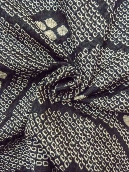 画像12: N0305C  女性用 羽織  シルク(正絹)   黒, 青海波 【中古】 【USED】 【リサイクル】 ★★★☆☆ (12)