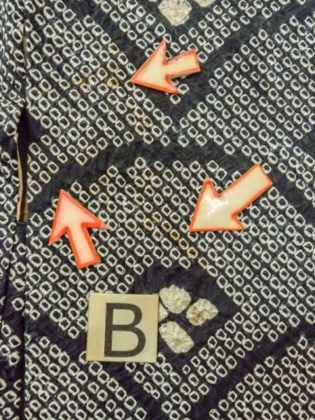 画像15: N0305C  女性用 羽織  シルク(正絹)   黒, 青海波 【中古】 【USED】 【リサイクル】 ★★★☆☆ (15)