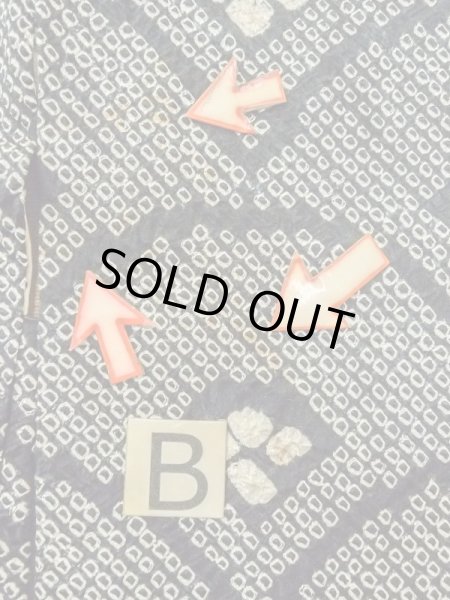 画像15: N0305C  女性用 羽織  シルク（正絹）   黒, 青海波 【中古】 【USED】 【リサイクル】 ★★★☆☆ (15)