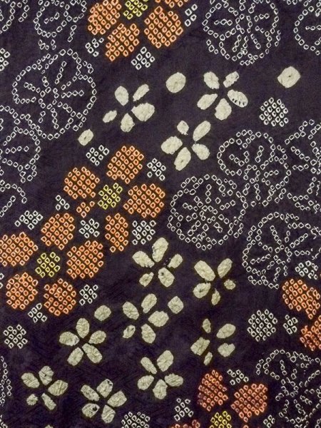 画像3: N0305E  女性用 羽織  シルク(正絹)   黒, 花 【中古】 【USED】 【リサイクル】 ★★★☆☆ (3)