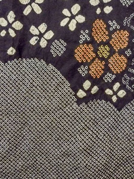 画像4: N0305E  女性用 羽織  シルク(正絹)   黒, 花 【中古】 【USED】 【リサイクル】 ★★★☆☆ (4)