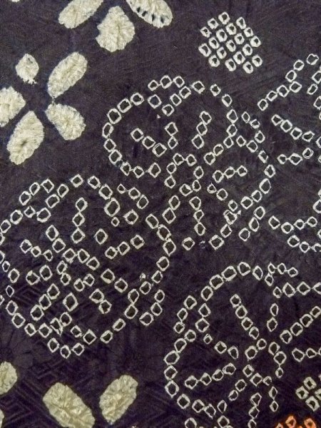 画像7: N0305E  女性用 羽織  シルク(正絹)   黒, 花 【中古】 【USED】 【リサイクル】 ★★★☆☆ (7)