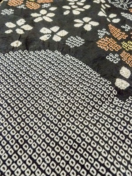 画像9: N0305E  女性用 羽織  シルク(正絹)   黒, 花 【中古】 【USED】 【リサイクル】 ★★★☆☆ (9)