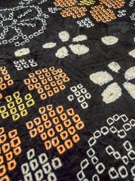 画像10: N0305E  女性用 羽織  シルク(正絹)   黒, 花 【中古】 【USED】 【リサイクル】 ★★★☆☆ (10)