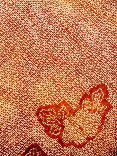 画像3: N0305G Mint  女性用 羽織  シルク(正絹)   朱赤, 花 【中古】 【USED】 【リサイクル】 ★★★★☆ (3)