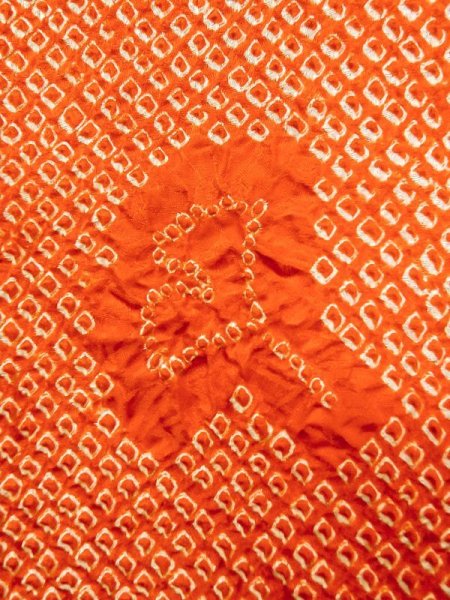 画像5: N0305J  女性用 羽織 銀杏柄 シルク(正絹)  鮮やか 橙色, かのこ 【中古】 【USED】 【リサイクル】 ★★★☆☆ (5)