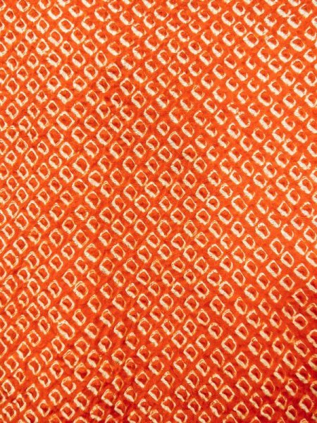 画像7: N0305J  女性用 羽織 銀杏柄 シルク(正絹)  鮮やか 橙色, かのこ 【中古】 【USED】 【リサイクル】 ★★★☆☆ (7)